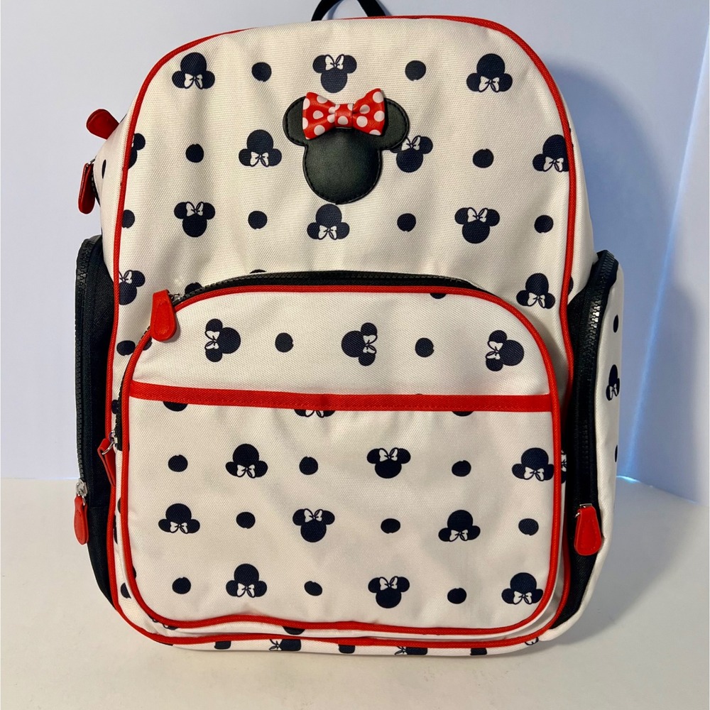 Disney Baby Minnie Mouse Diaper Bag Backpack Polka Dot Bow NWT Stroller Straps